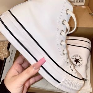 converse white leather platform
